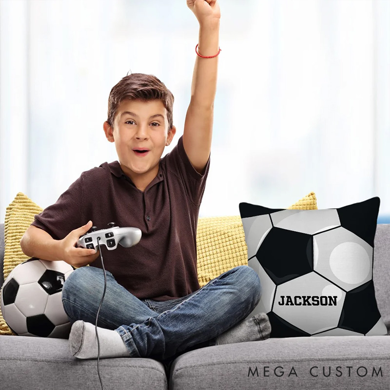 Personalized Sport Throw Pillow with Custom Team Name and Player Name for Fans