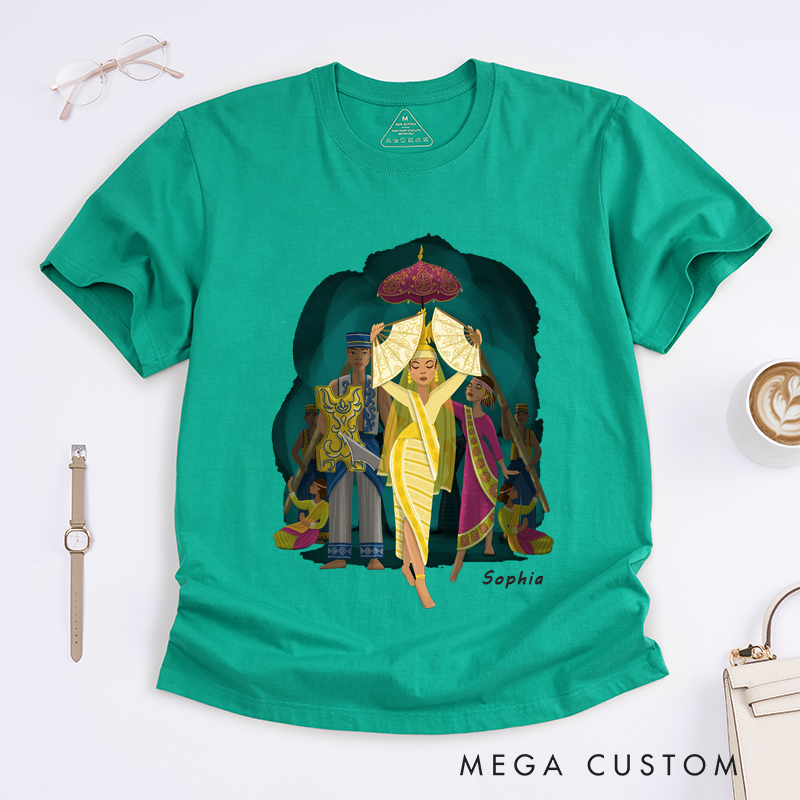 Personalized Folk Dance Classic T-Shirts Custom Name Dancer Graphic for Folk Dance Lovers Birthday Gift