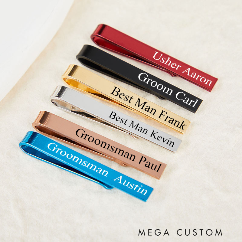 Personalized Engraved Best Man Tie Clip Groomsman Proposal Gift Bachelor Party Favors Tic Clip
