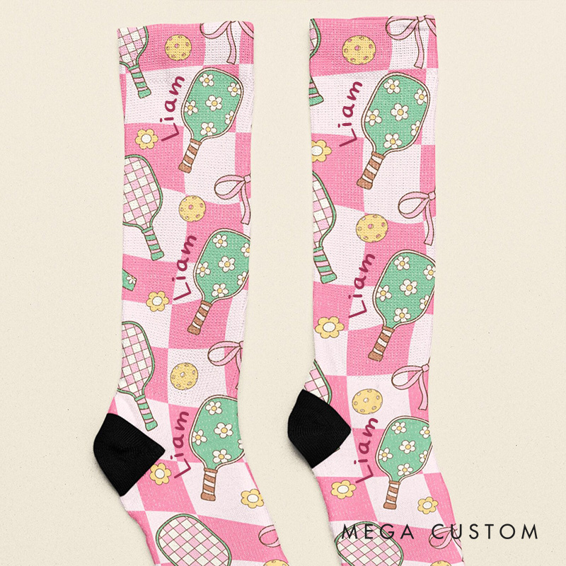 Personalized Pickleball Socks with Fun Design and Custom Name