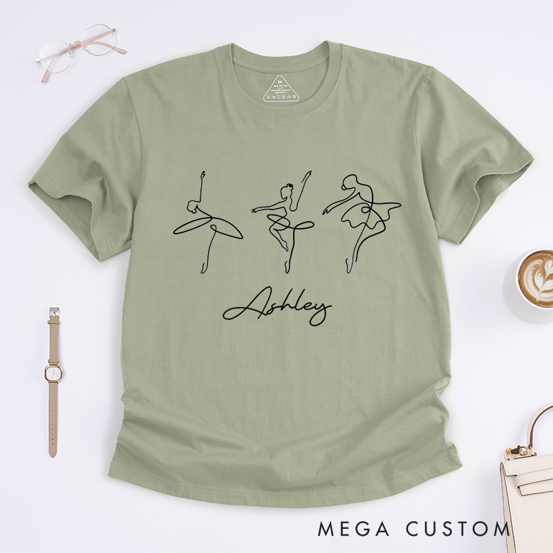 Personalized Girls Ballet Classic T-Shirts Custom Name Gift For Dancer Unique Dance Birthday Present