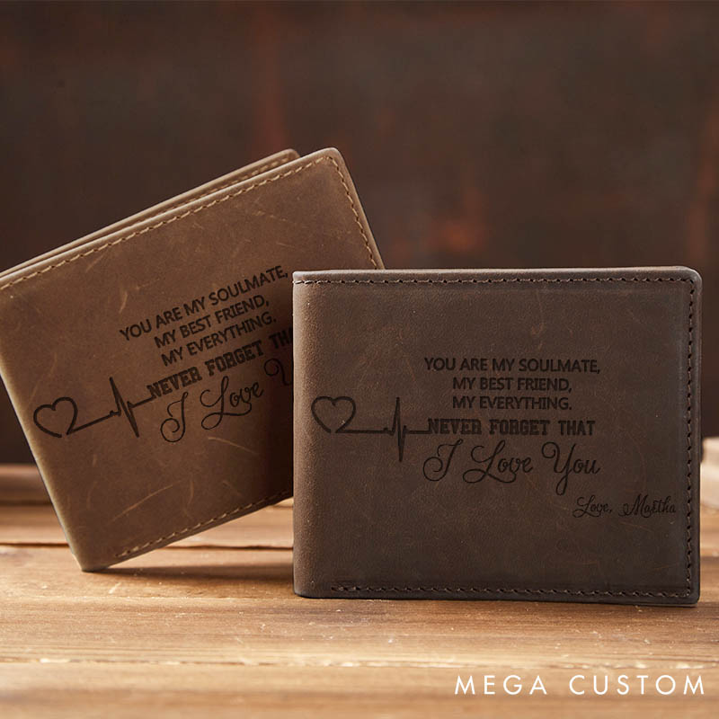 Personalized Heartbeat Never Forget That Couple Wallet For Husband Boyfriend