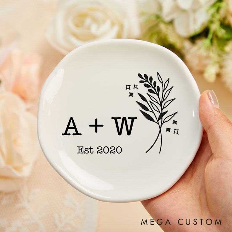 Personalized Couple Initials Ring Dish 20th Anniversary Gift Ring Holder for Her Girlfriend Gift