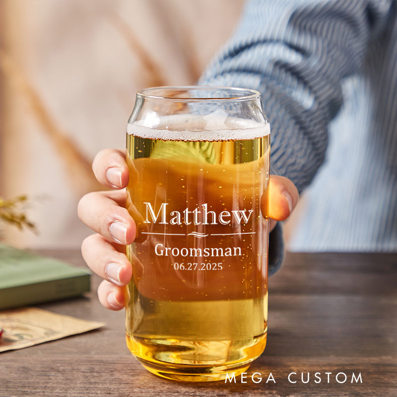 Personalized Groom Wedding Party Can Glasses Groomsman Best Man Bachelor Party Glasses