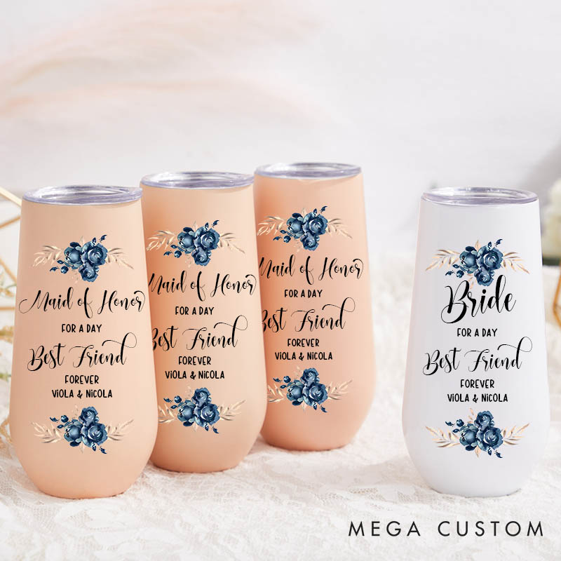 Personalized Maid of Honor for a Day Best Friend Forever Champagne Tumbler