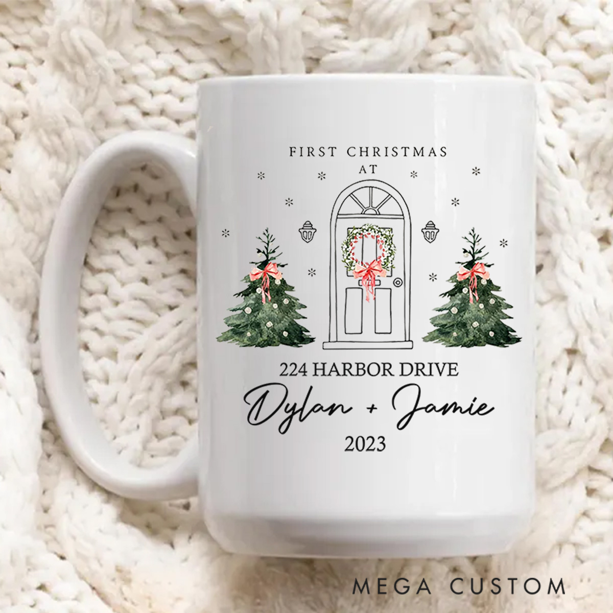 Personalized Couple Mug Custom First Christmas Mug Holiday Coffee Mug Christmas Stocking Stuffer Christmas Decor and Tree Mug Housewarming Gifts