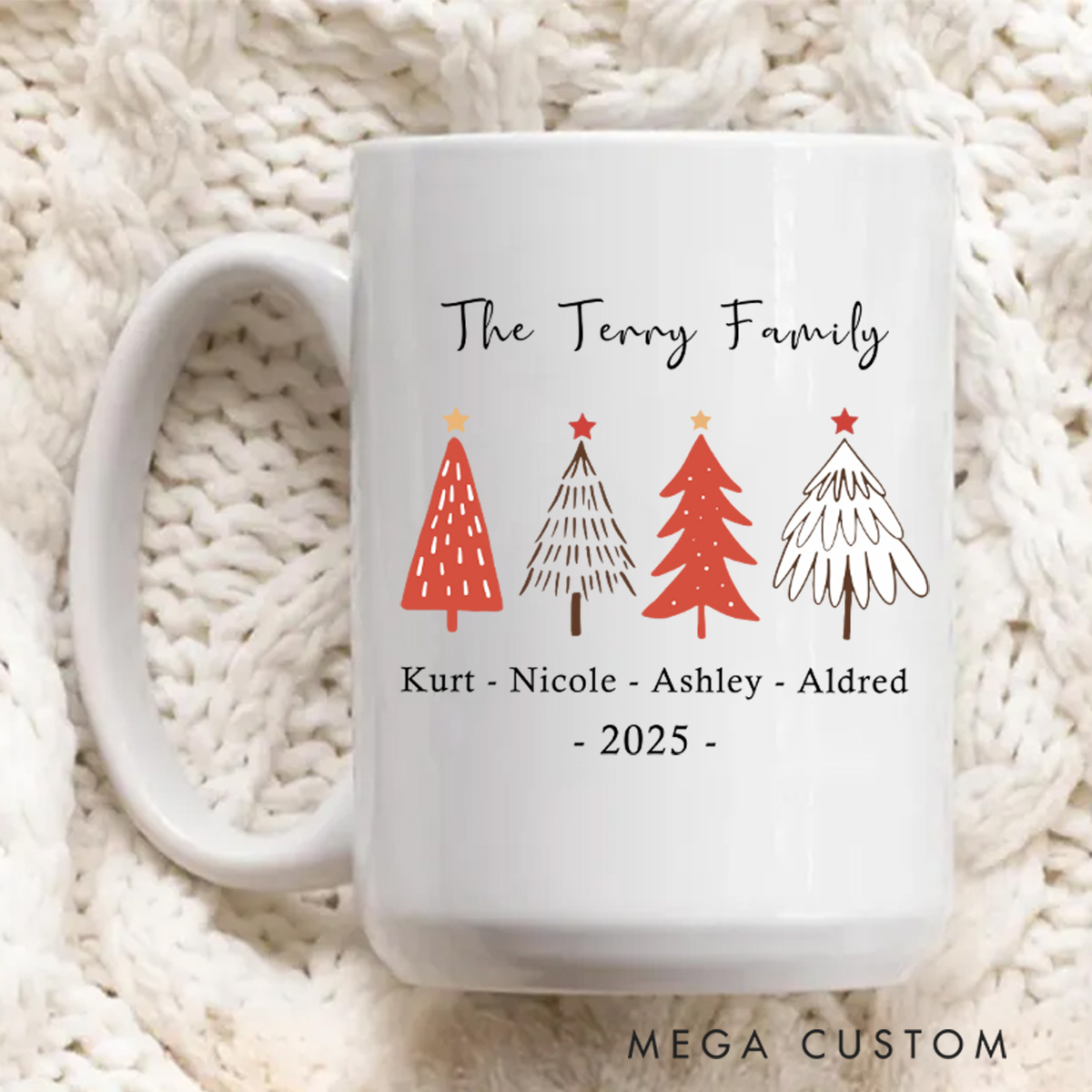 Personalized Christmas Coffee Mug Custom Holiday Coffee Mug Christmas Stocking Stuffer Christmas Decor and Tree Mug Housewarming Gifts Christmas Gift