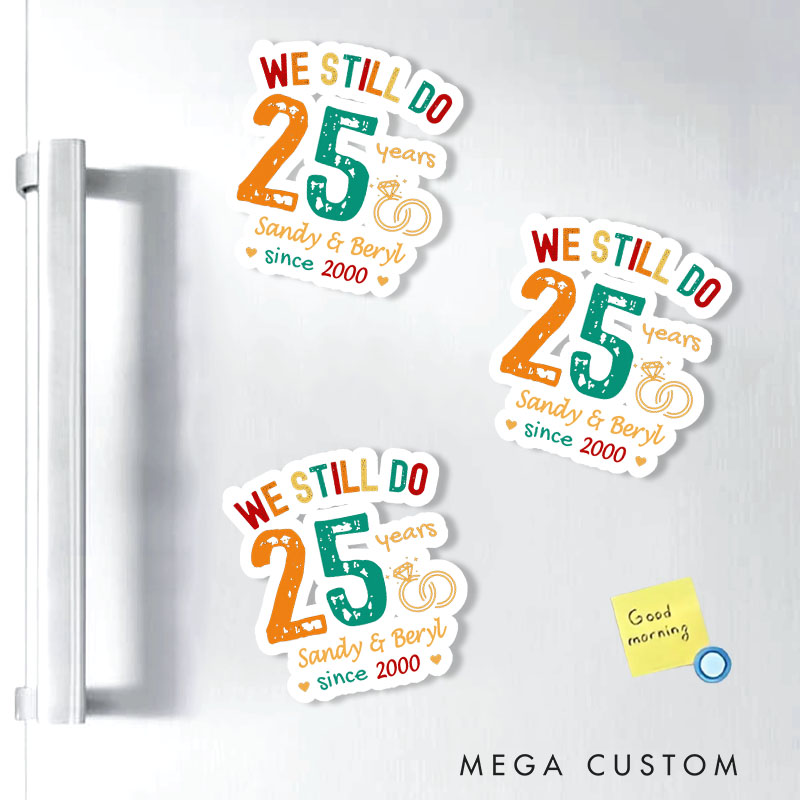 Personalized Husband Wife 25th Anniversary Magnetic Fridge Magnet
