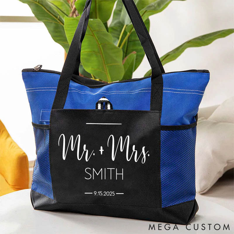 Personalized Mr. and Mrs. Tote Bag for Couple Boyfriend Girfriend Tote Bag