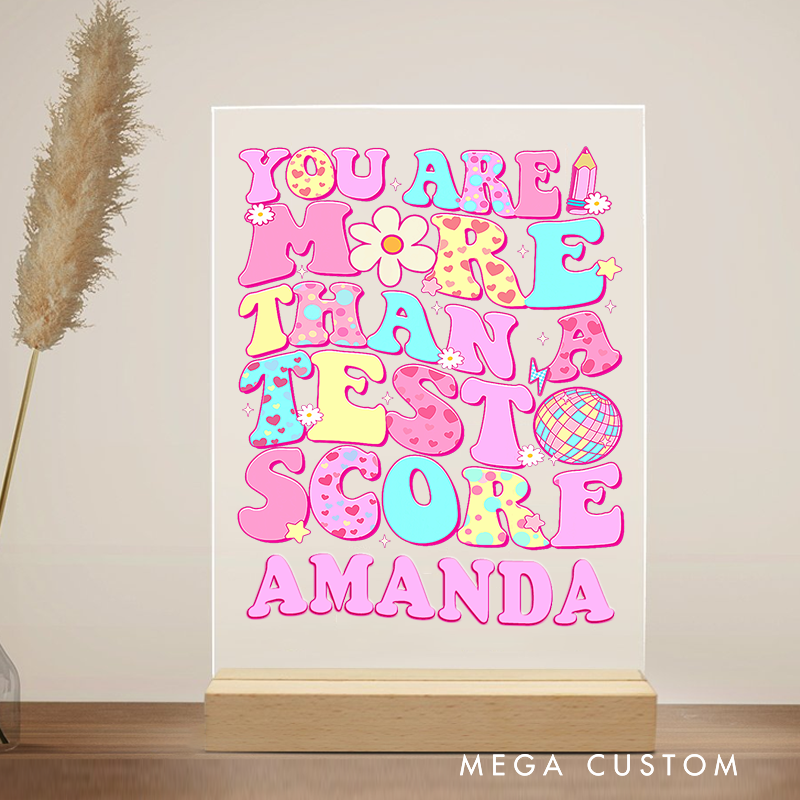 Personalized Teacher Desk Acrylic Sign You Are More Than a Test Score Pastel Theme Gift for Teachers