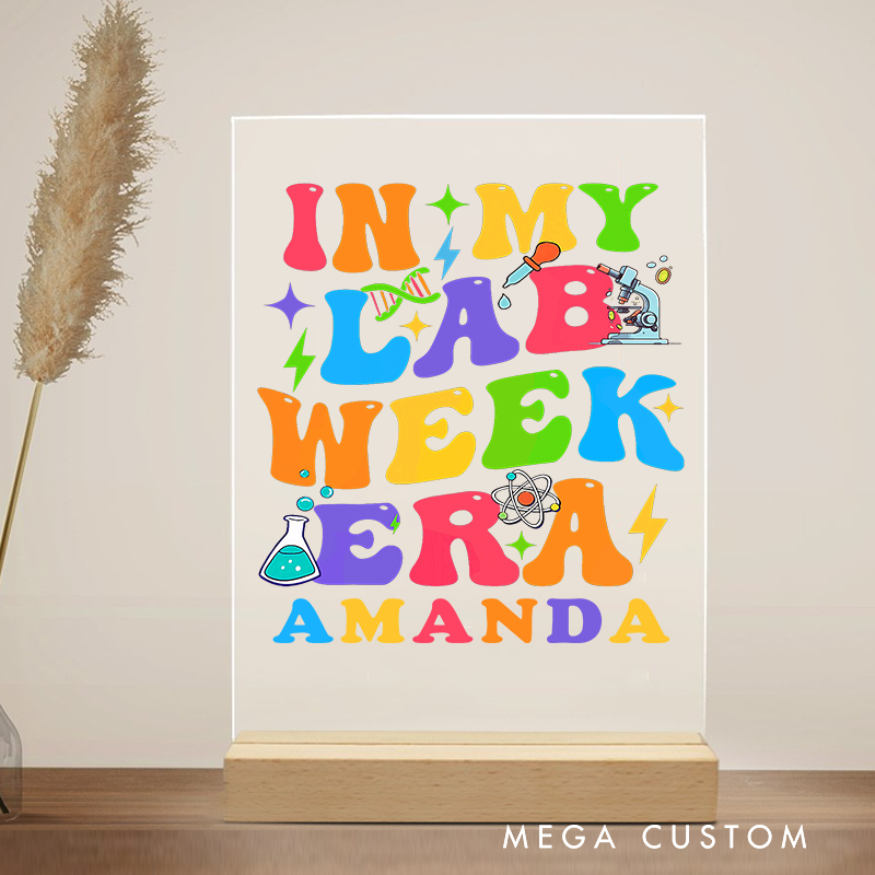 Personalized Teacher Desk Acrylic Sign In My Lab Week Era Science Theme Gift for Teachers