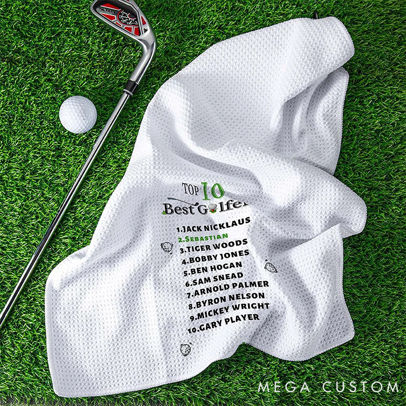 Personalized Top 10 Best Golfers Design Hand Towel with Custom Name Gift for Golf Lovers