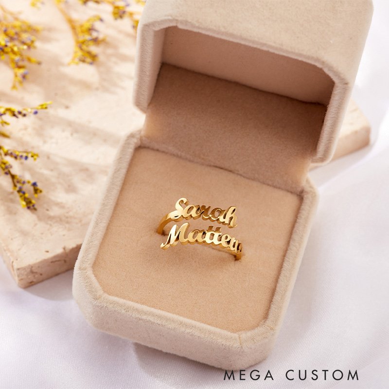 Personalized Double Name Ring Minimalist Name Ring Best Friend Gift for Her