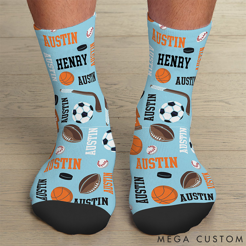 Personalized Sport Socks with Fun Design and Custom Name