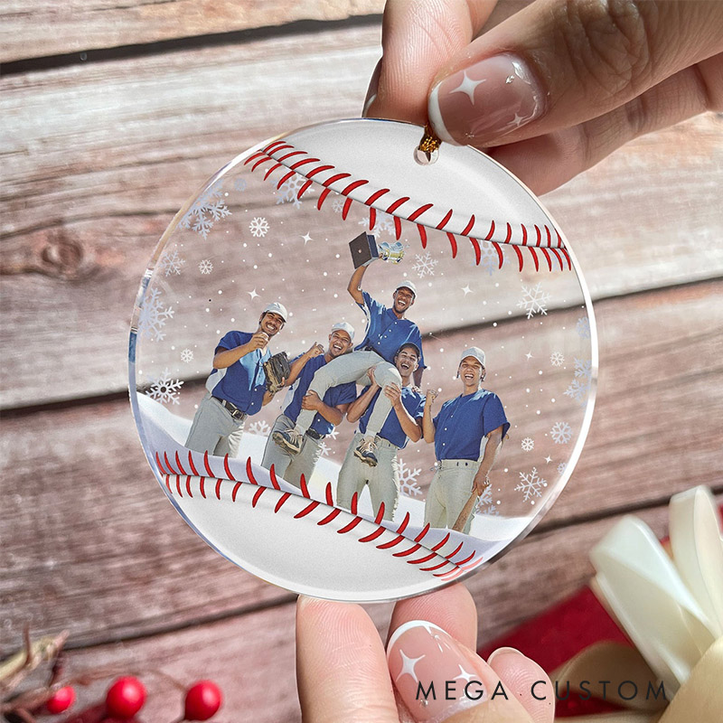 Personalized Baseball Team Christmas Ornament with Custom Photo  