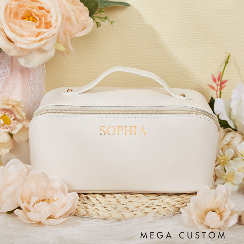 Personalized Name Makeup Bag Leather Cosmetic Bag Travel Gift For Her Party Favors 
