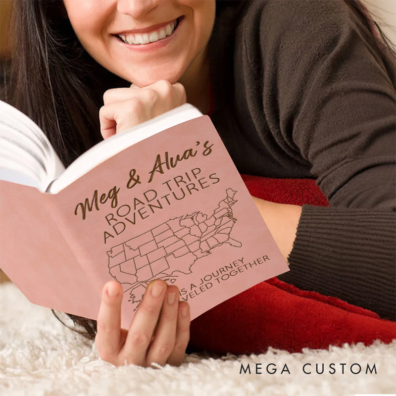 Personalized Couple Road Trip Adventures Journal Notebook 50 States Map Notebook for Husband Wife