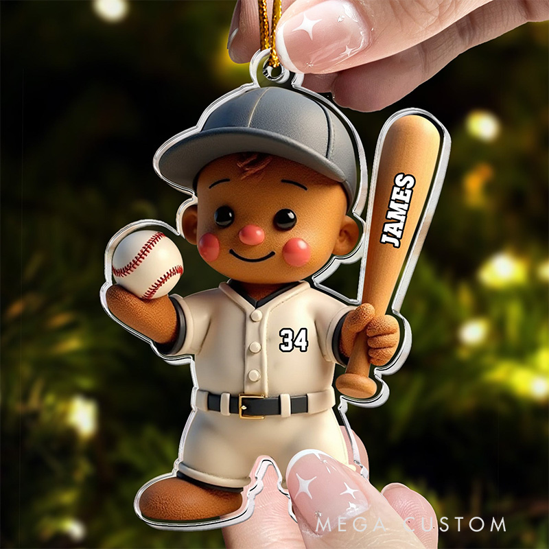 Personalized Sports Themed Ornament with Custom Baseball or Softball Design   