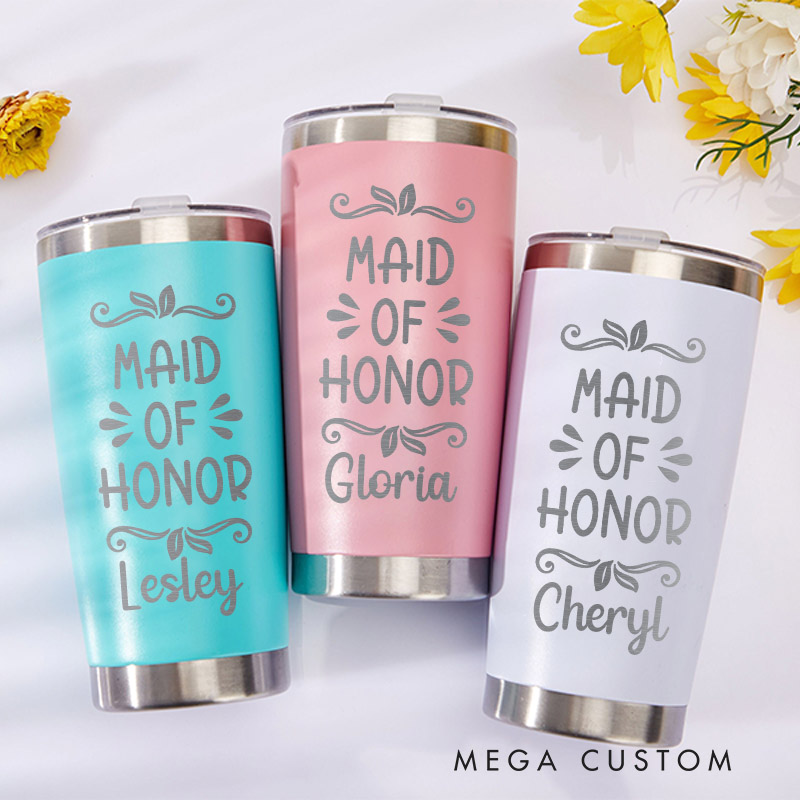 Personalized Maid of Honor Tumbler Bride 20oz Tumbler with Lid Bachelorette Party Gift