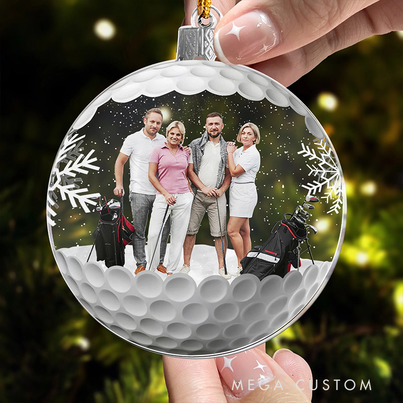 Personalized Christmas Ornament Featuring Golf Ball and Family Picture  