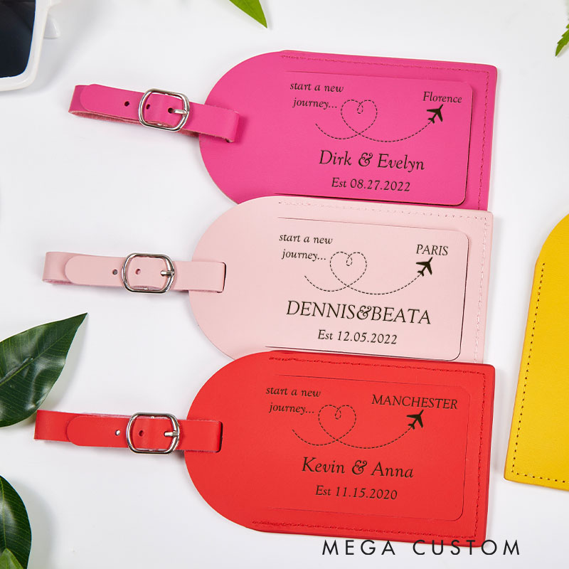 Personalized Anniversary Travel Luggage Tag Couple Journey Luggage Tags for Her Him Honeymoon Travel Luggage Tag for Couple