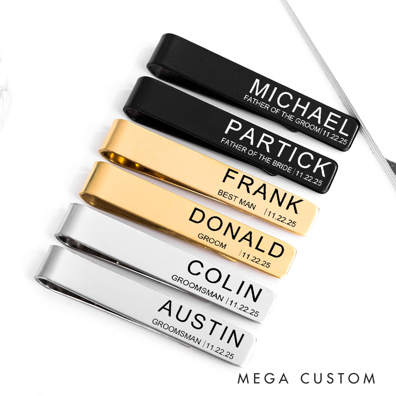 Personalized Wedding Tie Clip Best Man Tie Clip Silver Tie Bar for Bachelor Party Groomsmen Proposal Gift Accessories