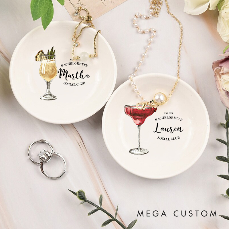 Personalized Bridesmaid Cocktail Ring Dish Bride Name Ring Dish Bachelorette Bridal Party Gift