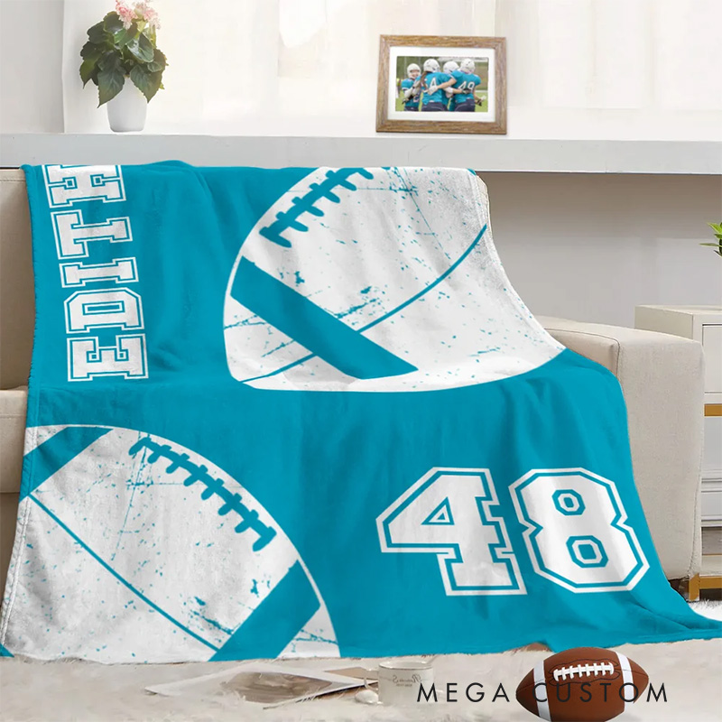 Personalized Athletic-Inspired Blanket with Custom Name and Number Design