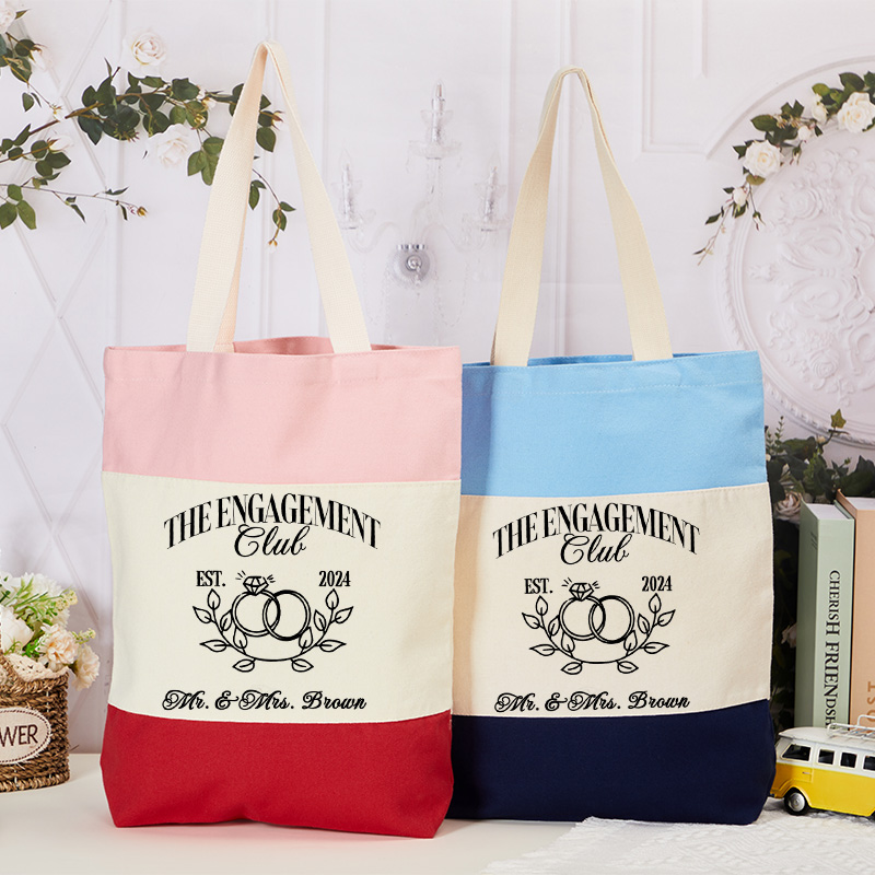 Personalized the Engagement Club Ring and Branches Tote Bag for Engagement Couple