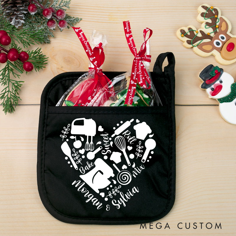 Personalized Couple Christmas Pot Holder Couple Anniversary Oven Mitt Baking Lover Pot Holder
