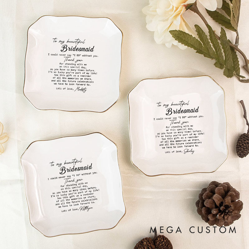 Personalized To My Beautiful Bridesmaid Ring Dish Maid of Honor Ring Dish from Bride Best Friend Jewelry Dish