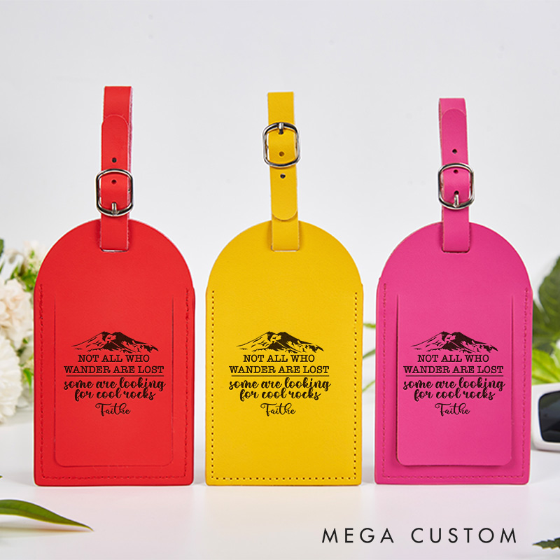 Personalized Hiking Camping Leather Luggage Tags Suitcase Backpack Tag Bag ID Gift for Couple Travel