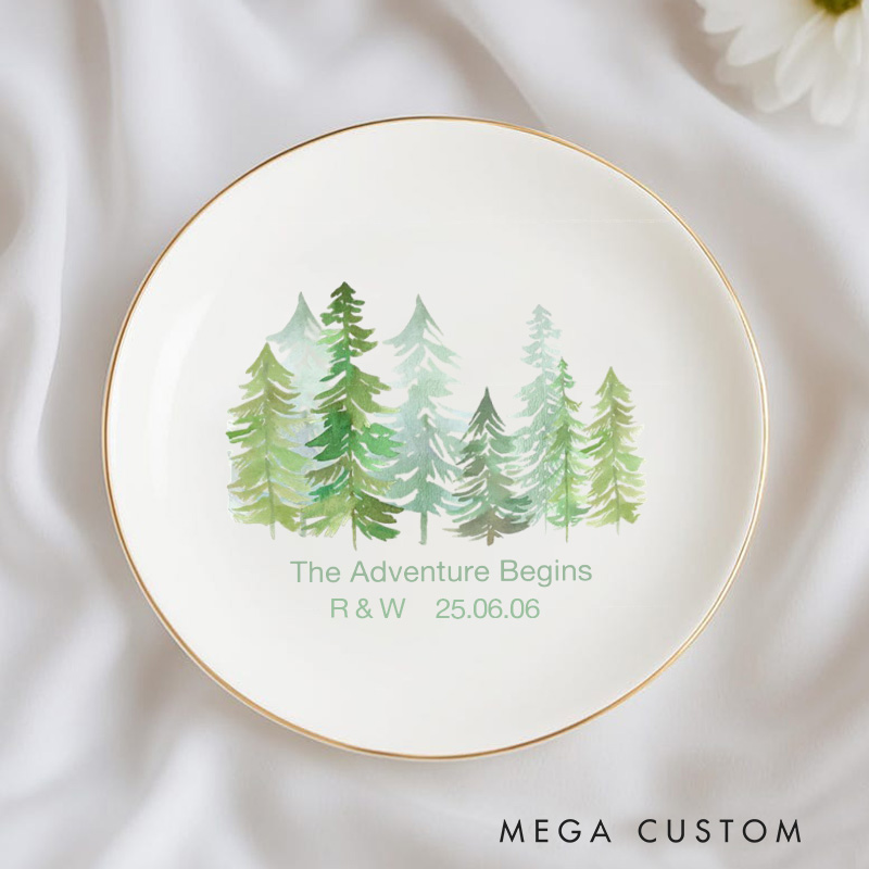 Personalized Mountain Ridge Ring Dishes Forest Jewelry Dish Couple Valentine's Day Anniversary Gift