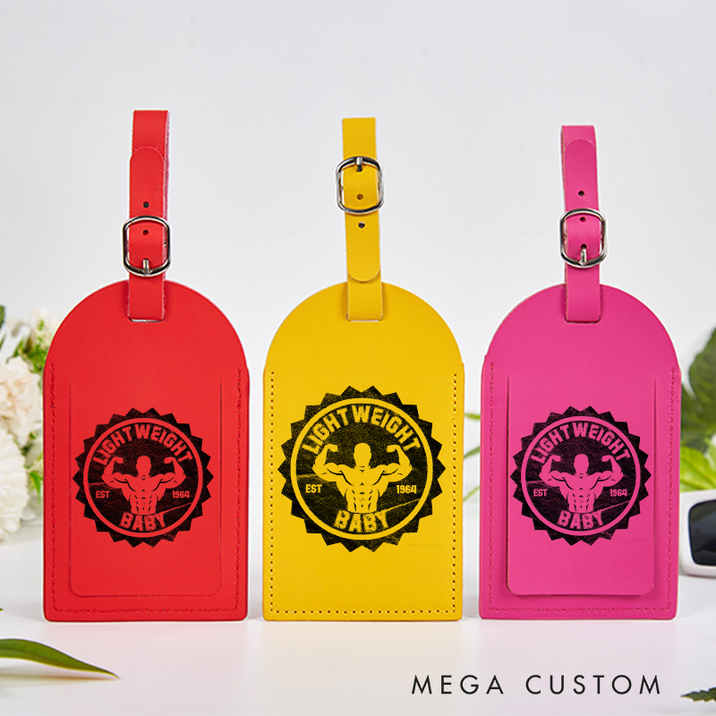 Personalized Dumbbel Barbell Leather Luggage Tags Suitcase Backpack Tag Bag ID Gift for Gym Lovers