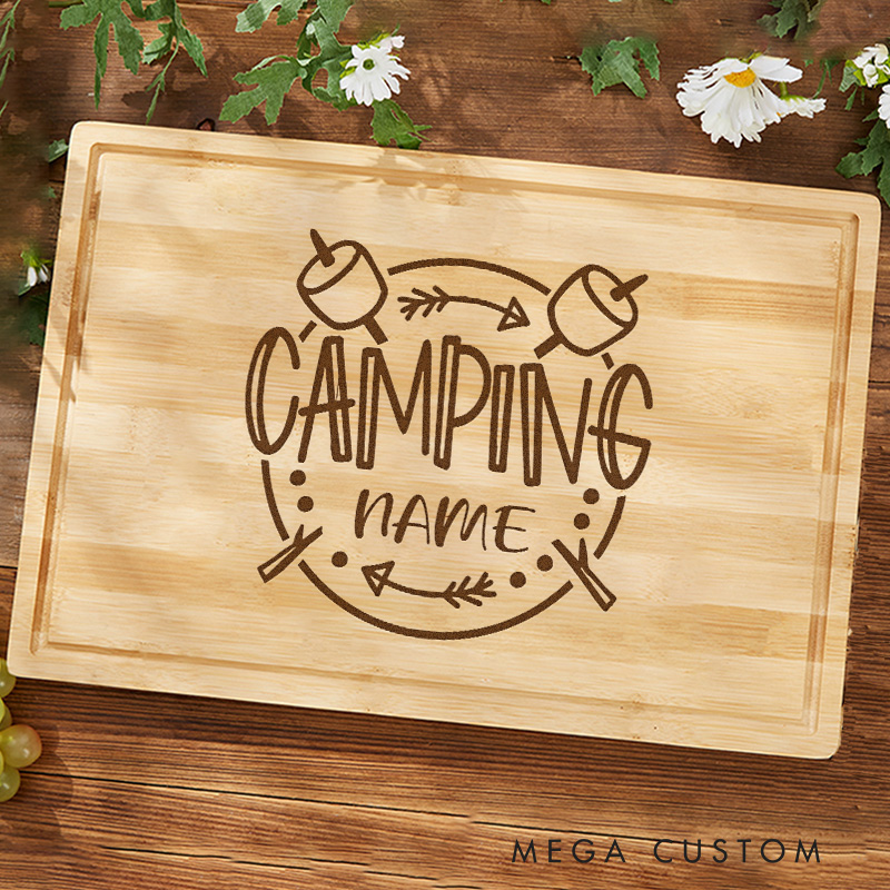 Personalized Camping Cutting Board Adventures Hiking Camping Life Gift for Outdoor Natural Enthusiasts