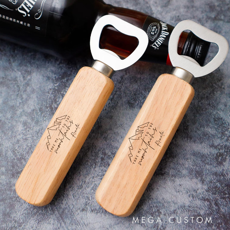 Personalised Wooden Bottle Opener Adventure Mountains Hiking Lovers Gift for Outdoor Enthusiasts