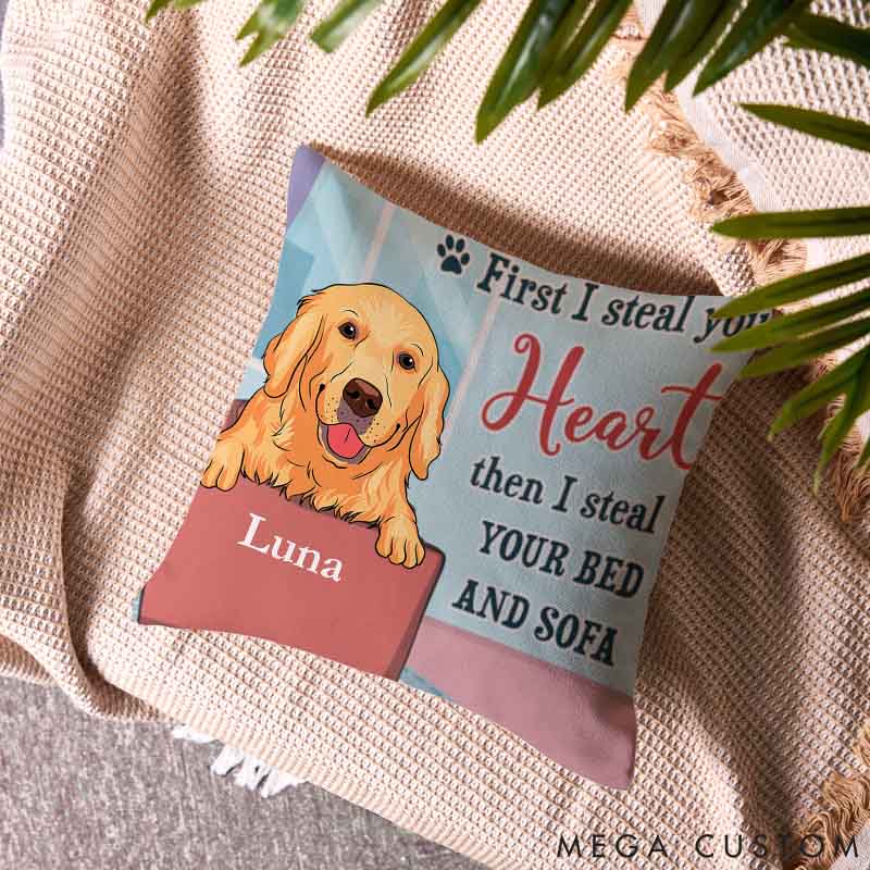Personalized Dog Lover Steal Your Heart Throw Pillows