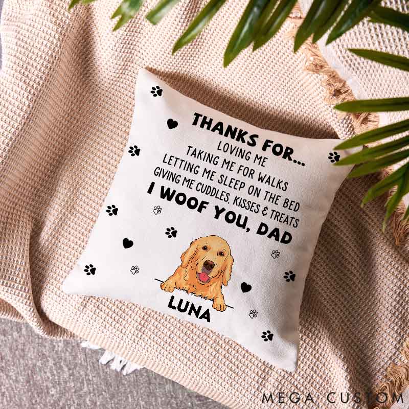 Personalized Dog Lover Dog Thanks for Dog Dad Throw Pillows