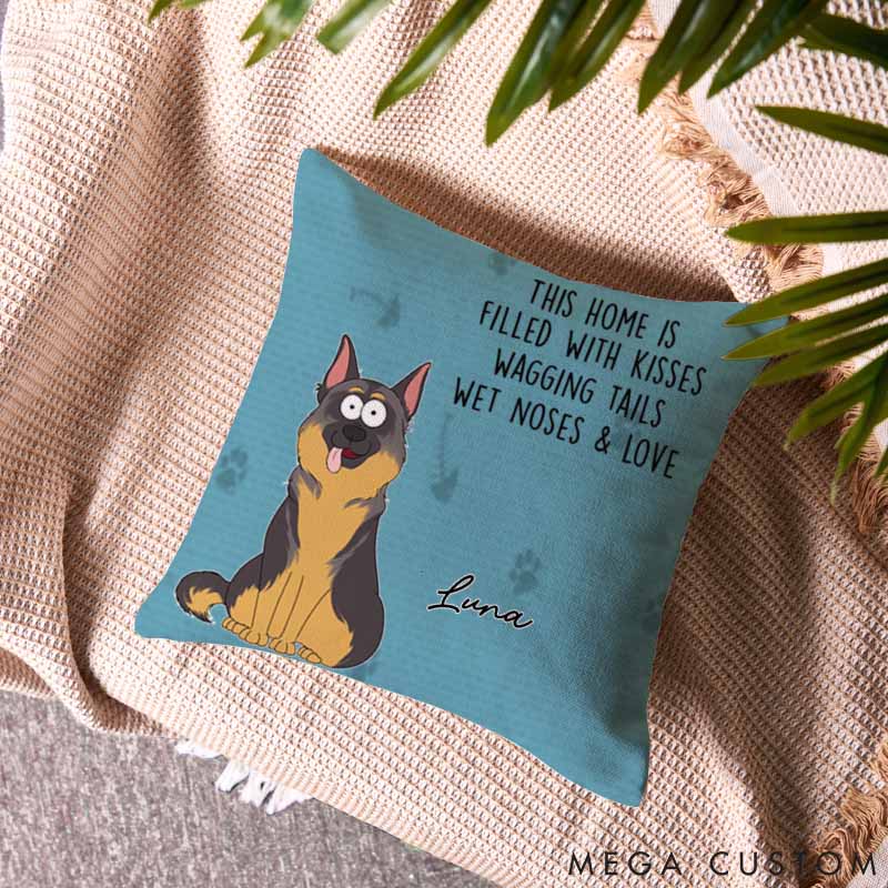 Personalized Dog Lover Filled with Kisses Throw Pillows