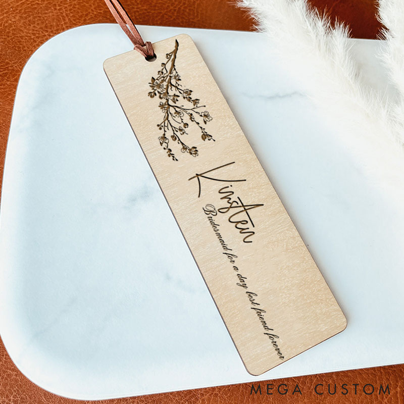 Personalized Bridesmaid for a Day Best Friend Forever Floral Bookmark Wedding Bookmark from Bride Bachelorette Party Gift