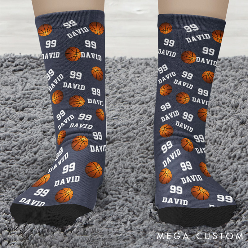 Personalized Basketball Socks Fun Design with Custom Name and Number