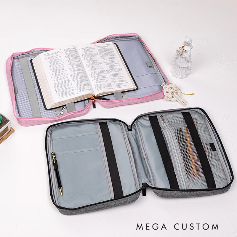 Personalized Birth Flower Cross Bible Cover Carrying Case with Name Pen Slot and Holder Birthday Christmas Gift for Christians