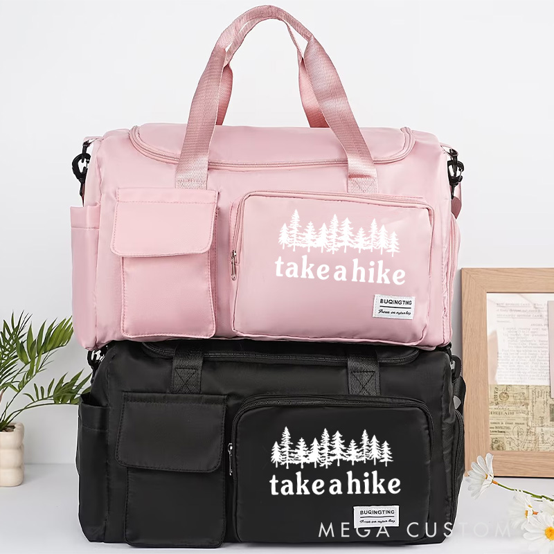 Personalized Take A Hike Adventure Duffel Bags Gift for Traveling Hiking Outdoor Enthusiast