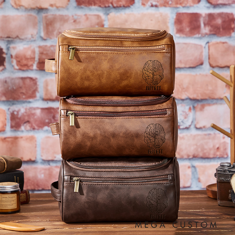 Personalized Programmer Computer Technology Enthusiasts Leather Toiletry Bag Gift for Geek Nerd IT