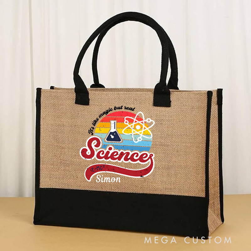 Personalized Science In Retro Style Tote Bag Gifts for Scientists Physics Lovers