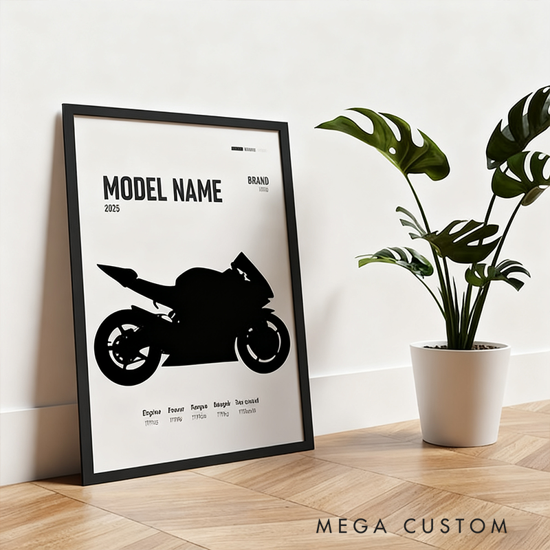Personalized Custom Motorbike Poster Unique Motorcycle Art Print High Quality Wall Decor Stylish Custom Gift for Motorsport Racer and Motorcycle Lovers