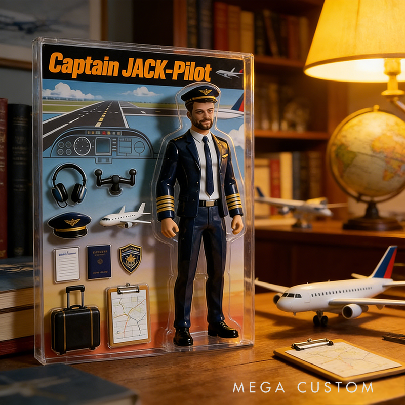 Personalized Pilot Captain Theme Acrylic Block Plaque Custom Photo Perfect Holiday Gift