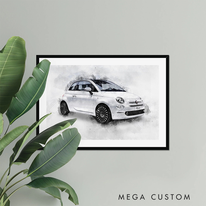 Personalized Car Cartoon Portrait Watercolour Driver Gift Idea Driving Present for Him