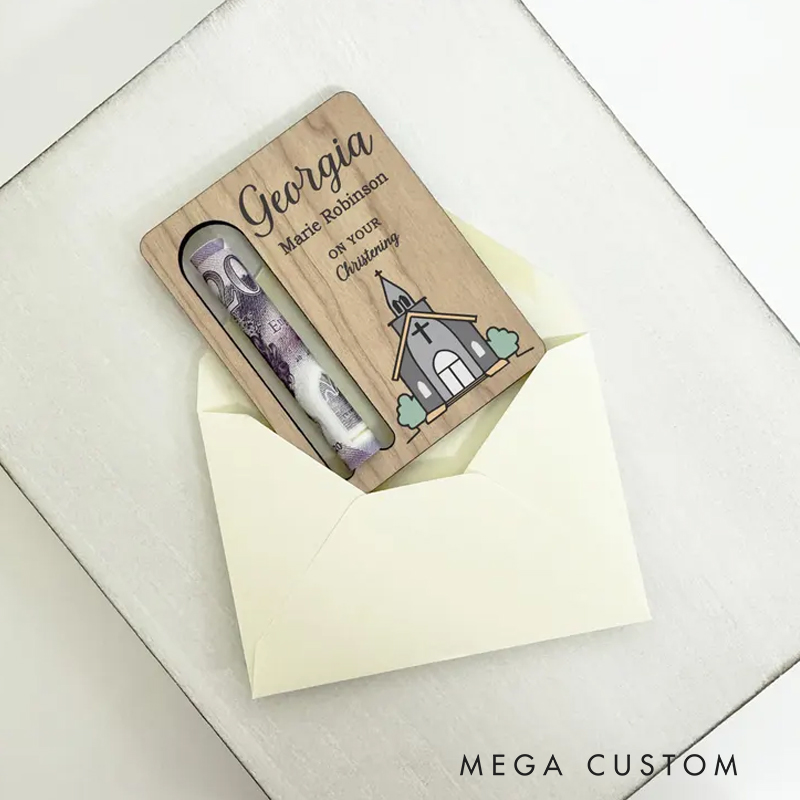 Personalised Christening Keepsake Money Wallet with Name Christening Money Gift Christening Money Holder