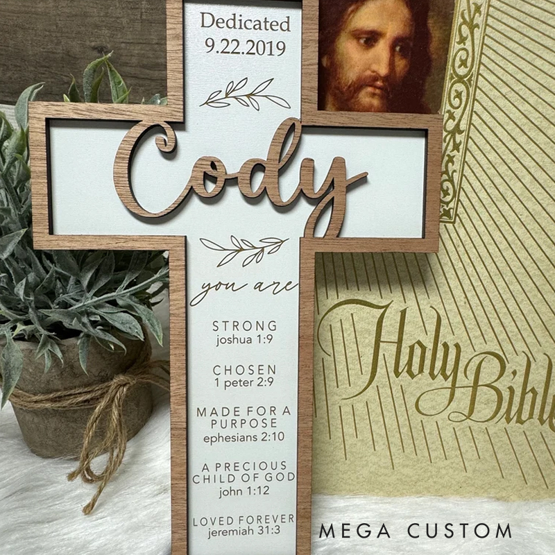 Personalized Wood Cross with Name First communion Confirmation Gifts for Christian Baptism Gift for Home Decor